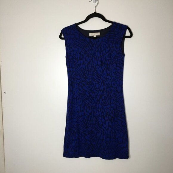 Ann Taylor LOFT Patterned Blue Dress - Picture 1 of 8